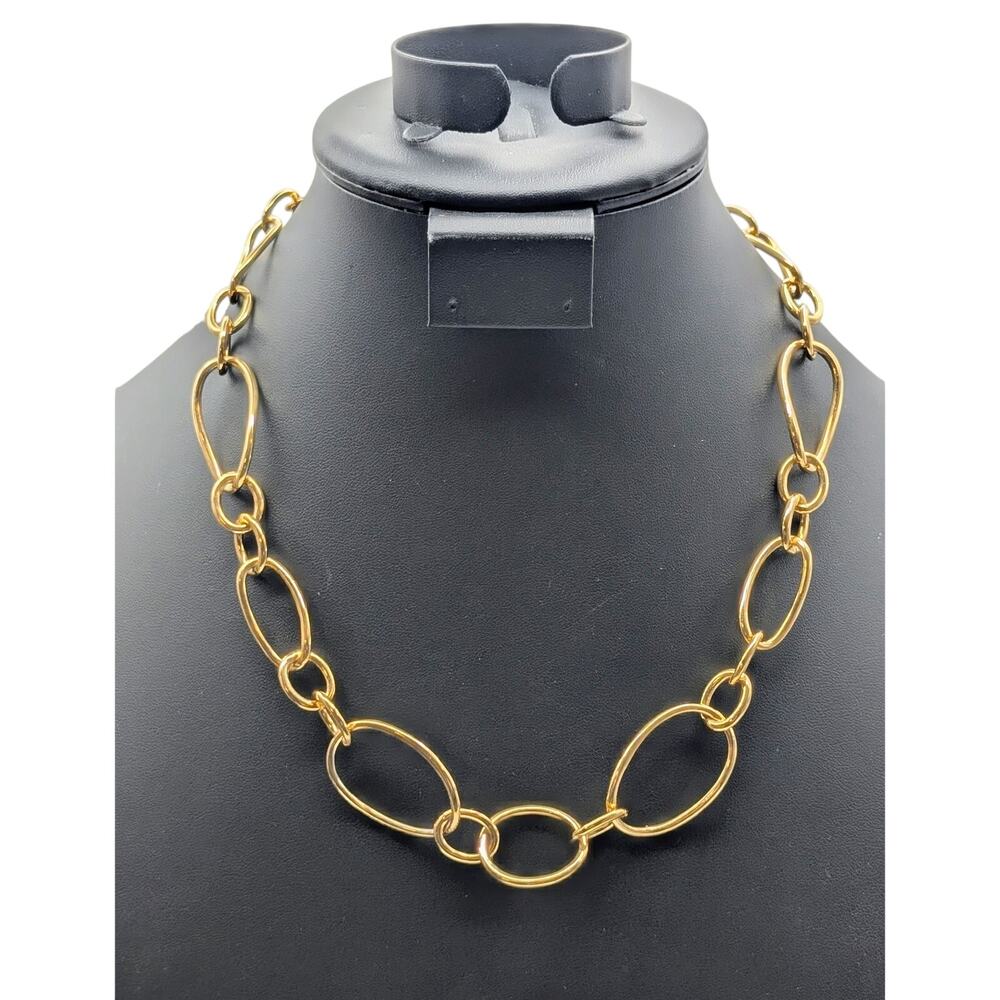 Vintage Joan Rivers Chunky Gold Tone Oval Loopy Link Chain 17"-20" Necklace
